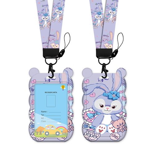 Cartoon wave card holder bus and subway access control card holder with long lanyard hanging neck kindergarten student school ID card holder
