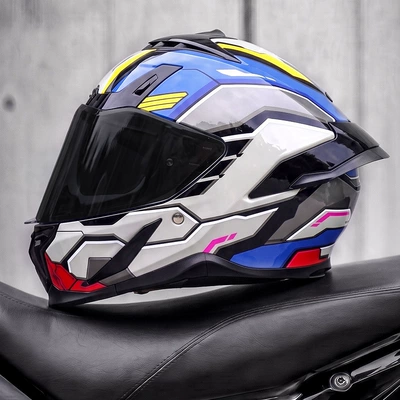 riding, full-face motorcycle helmet, Motosiklet kaskı (dəbilqə) - phantom-mecha-black-tea-mirror-free-transparent-mirror-m55-56cm