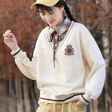 假两件卫衣少女春装初中学生2022年新款高中女生上衣韩版学院风