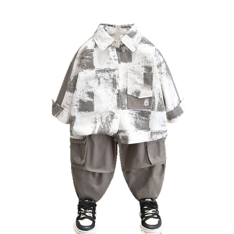 7103 Chaqueta de camisa de primavera Camisa de estilo occidental para niños Traje de primavera y otoño para niños 2025 nuevos monos para bebés