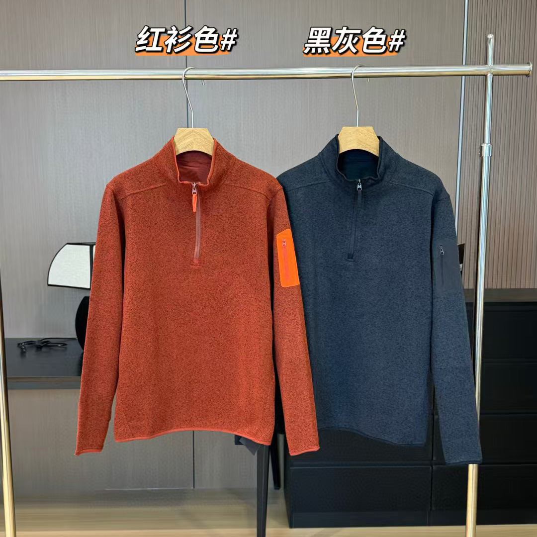 Autumn and Winter New Outdoor Hiking Daily Work Clothing Versatile Men's Stand Collar Half Zipper Fleece Long-Sleeved T-Shirt Ss10089