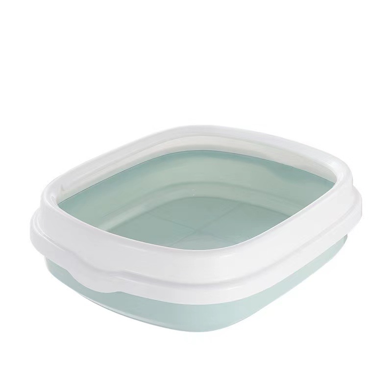 En stock caja de arena para gatos al por mayor semi-cerrado gato inodoro anti-salpicaduras caja de arena para gatos PP Cat Basin suministros para mascotas