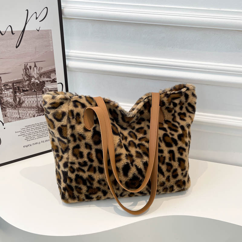 Bolso de moda de lana estampado para mujeres 2024 nuevo hombro bolso de brazo de una gran capacidad de viaje bolsa de mano