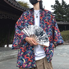 道袍中国风改良汉服羽织外套男夏季薄款大码七八分袖衬衫道服潮牌