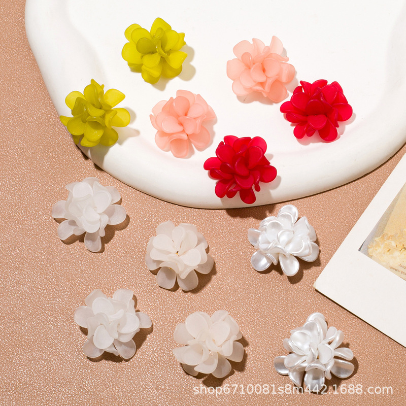 Anna's Same Spring and Summer Frosted Matte Flower Cluster Earrings DIY Hand-Woven Petal Earrings Headdress Material Wholesale