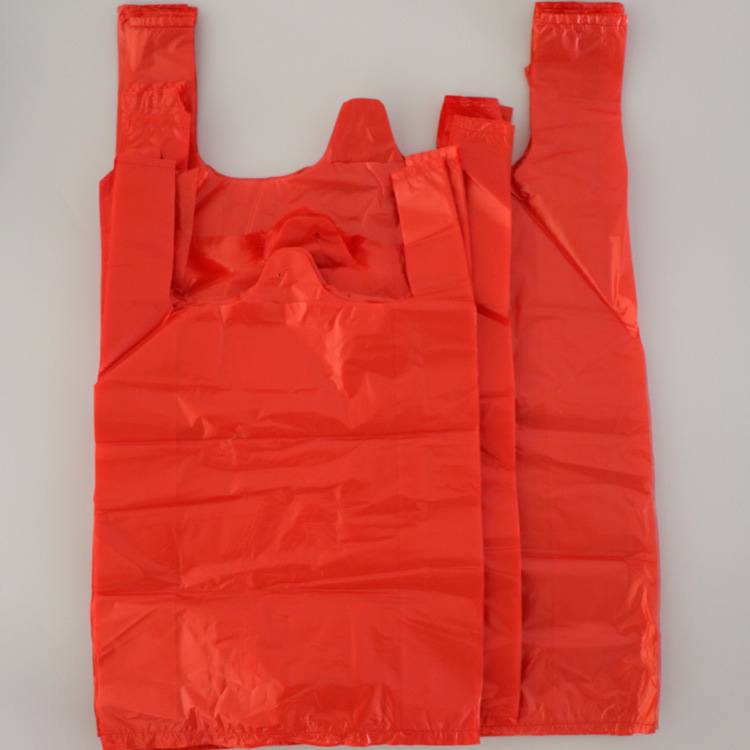 加厚打包大小號購物背心手提超市商店水果膠塑料食品熟食紅色袋子