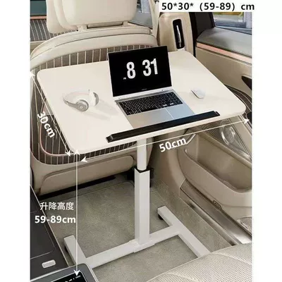 Car-Mounted Folding Table, Adjustable Height Office Desk, Portable Table, Floor-Standing Storage Rack, Multifunctional Car Interior Accessories, Universal Model (Car table board) - white-table-topwhite-table-legs-with-rails-suitable-for-standard-models-of-small-and-medium-sized-vehicles-3050