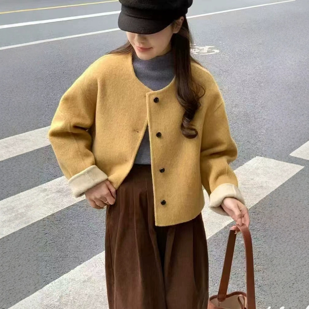 2025 Autumn and Winter New Double-Sided Wool Outwear Women's Short High-End Retro Elegant Color Matching Small Fragrant Style Outwear