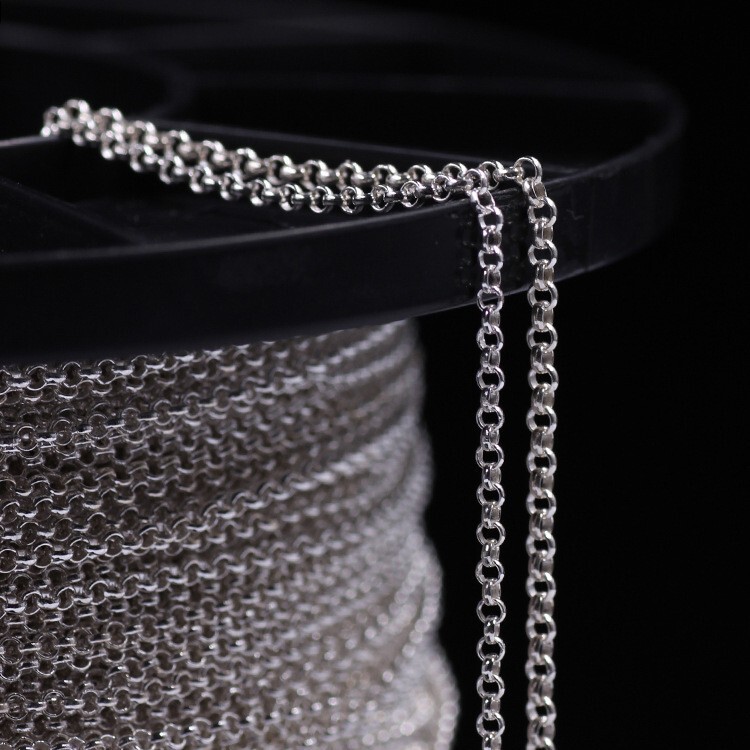 S925 Sterling Silver Pearl Chain 2mm Coarse Sweater Chain Naked Chain Simple O-Chain Handmade Cross Chain Versatile Clavicle Necklace
