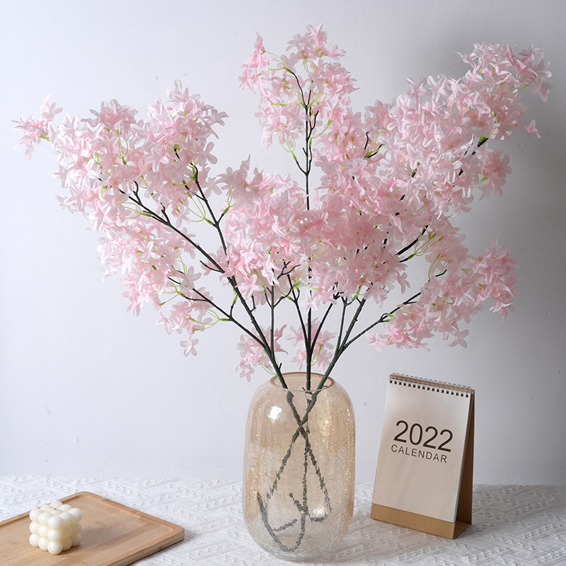 Artificial Lila Cruz flor larga flor de cerezo tela seda Home Hotel techo camino plomo arco decoración al por mayor