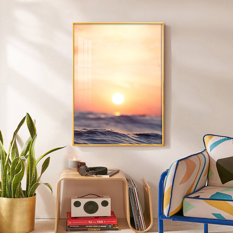 Sea Sunrise landscape painting Nordic ins bedroom desk decoration painting restaurant decorative painting simple photography warm hanging painting