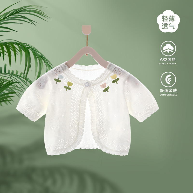 Baby Thin Coat for Girls, Knitted Air-Conditioning Shirt, 2026 Summer Girls' Sun Protection Clothing, Stylish Shawl Outerwear