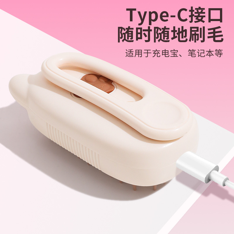 Peine de spray eléctrico transfronterizo para mascotas, spray de un botón para perros y gatos, peine de masaje de pelo anti-vuelo eléctrico para mascotas, limpieza de pelo flotante