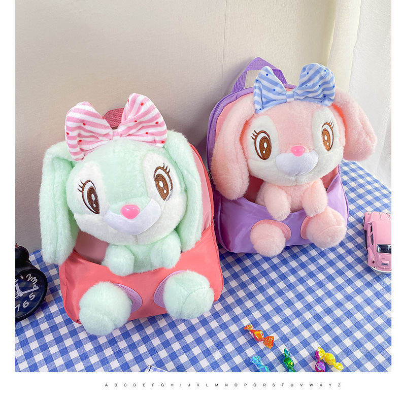 New children's backpacks, cute rabbit dolls, student kindergarten schoolbags, creative baby plush backpacks, printed undefined