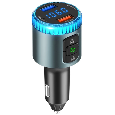 Bc77A Colorful Atmosphere Light Car Plug-In Card Mp3 Player Bluetooth Receiver U Disk Charger Fm Transmitter