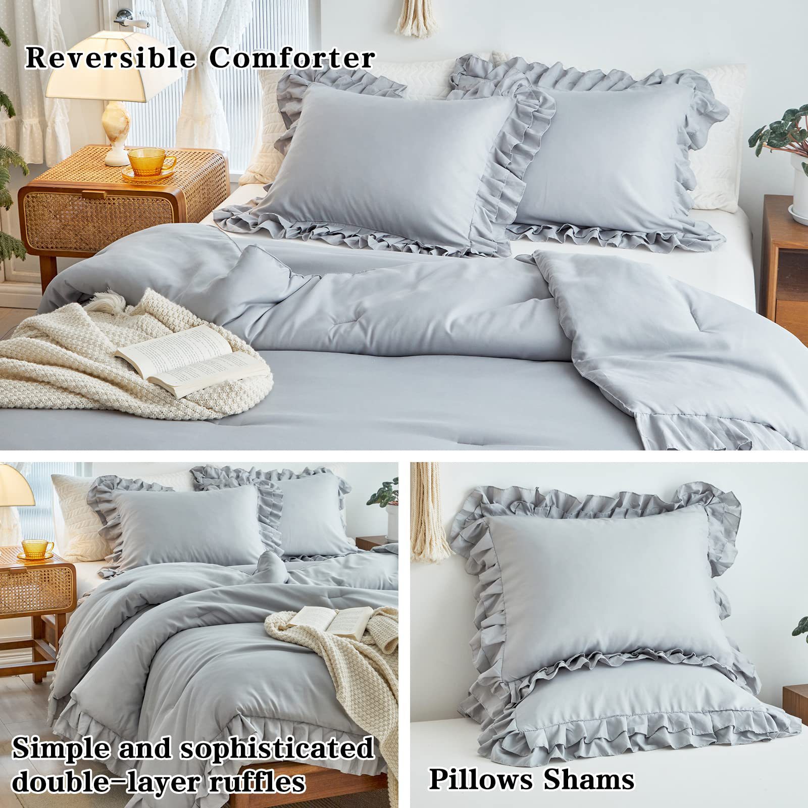 Grey Queen(1 Comforter + 2 Pil