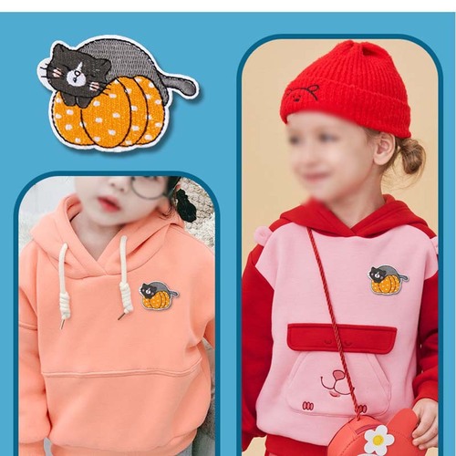 Yixiu embroidery cloth patch computer embroidered chapter Halloween dark cartoon kitten pumpkin clothes decoration patch patch cloth