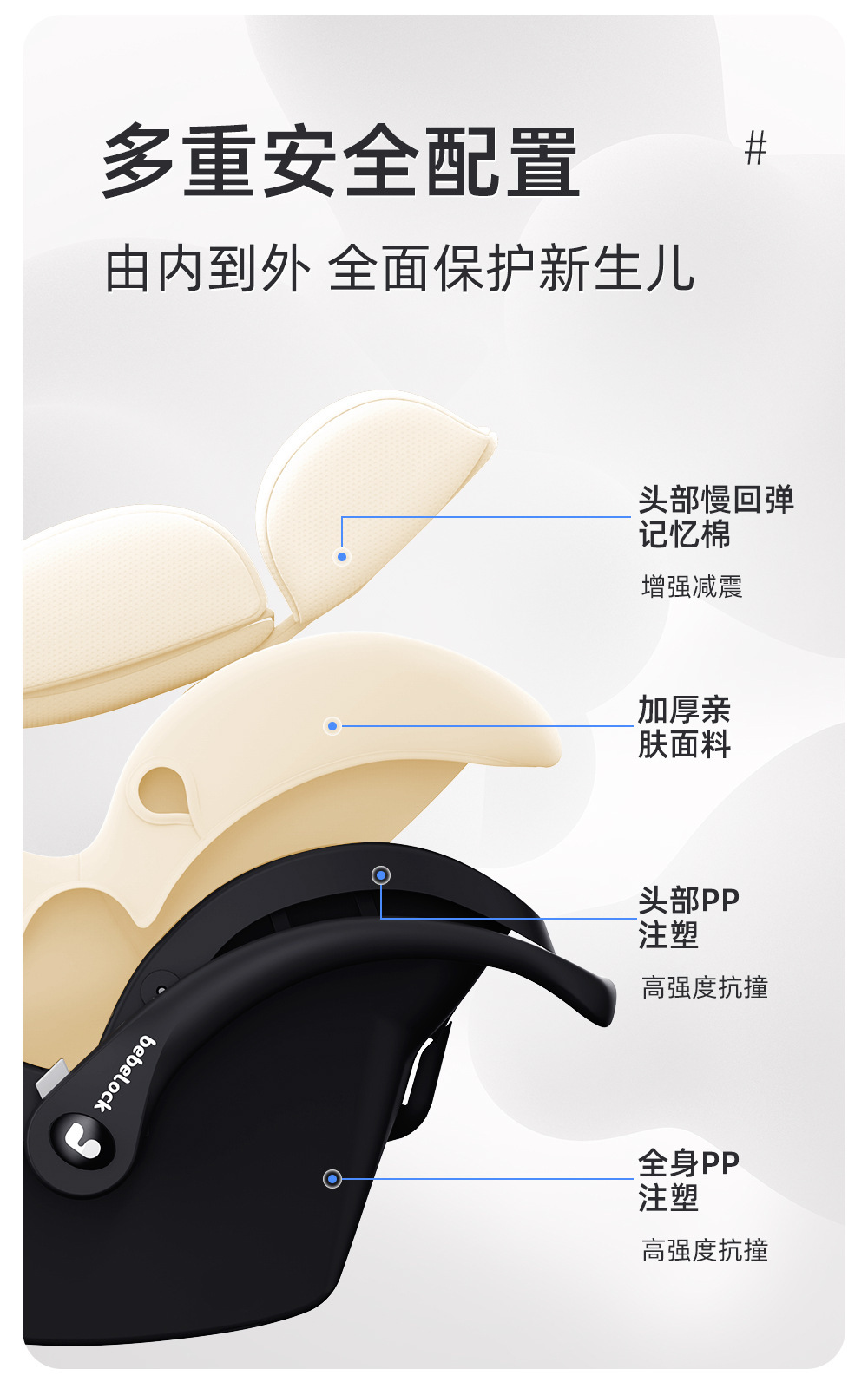 Bebelock Baby Basket-Type Car Child Safety Seat Newborn Baby Sleeping Basket Car-Mounted Portable Cradle