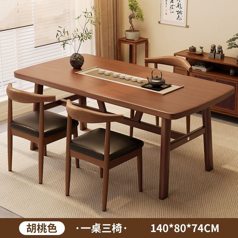 [베스트셀러 조합] 월넛 컬러 140X80 + 블랙 크로와상 의자 X3