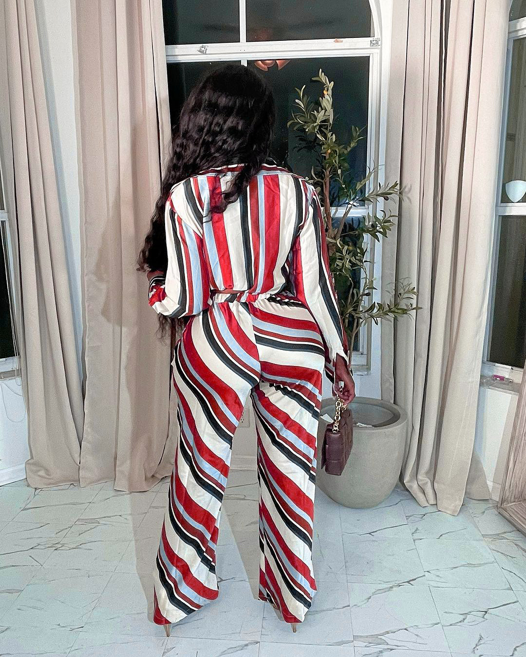 Daily Women's Casual Streetwear Stripe Polyester Pants Sets Pants Sets display picture 6