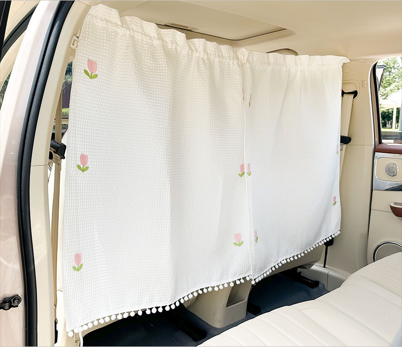 Blue Rain Car Barrier Curtain Large Waffle Car Rear Barrier Curtain Car Blackout Privacy Curtain Car Heat Insulation Sunshade Curtain