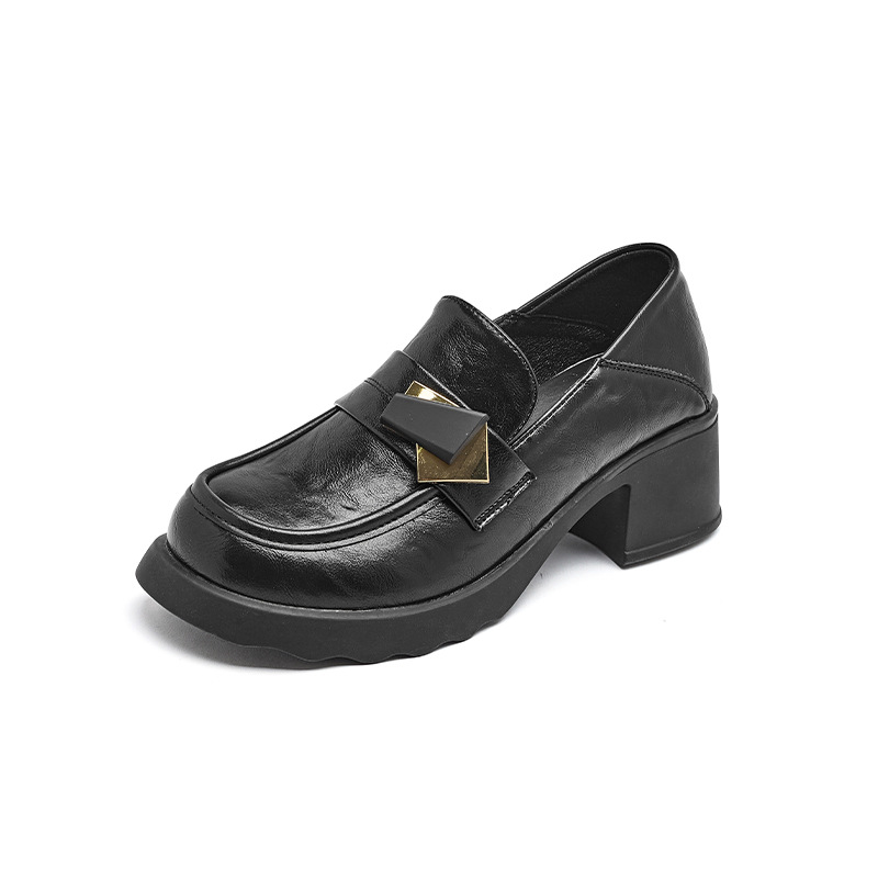 Augusto Lion Denlefour zapatos para mujeres 2025 nuevo otoño invierno estilo británico de viaje zapatos de cuero de tacones gruesos con falda zapatos individuales