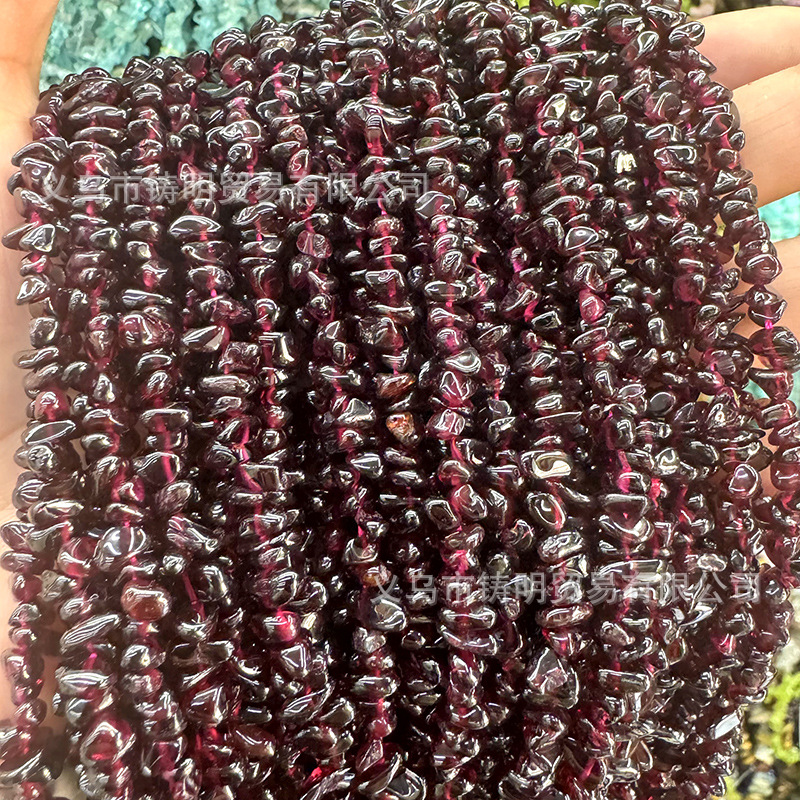 天然石榴石碎石散珠 不规则碎石半成品diy手链项链饰品配件批发