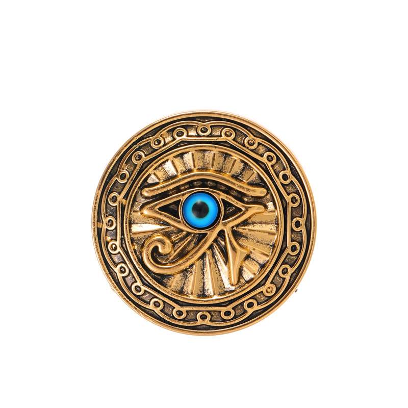 Cross-border New Egyptian Eye of Horus Brooch Accessories Accessories Blue Eyes Round Brand Suit Jacket Personalized Corsage