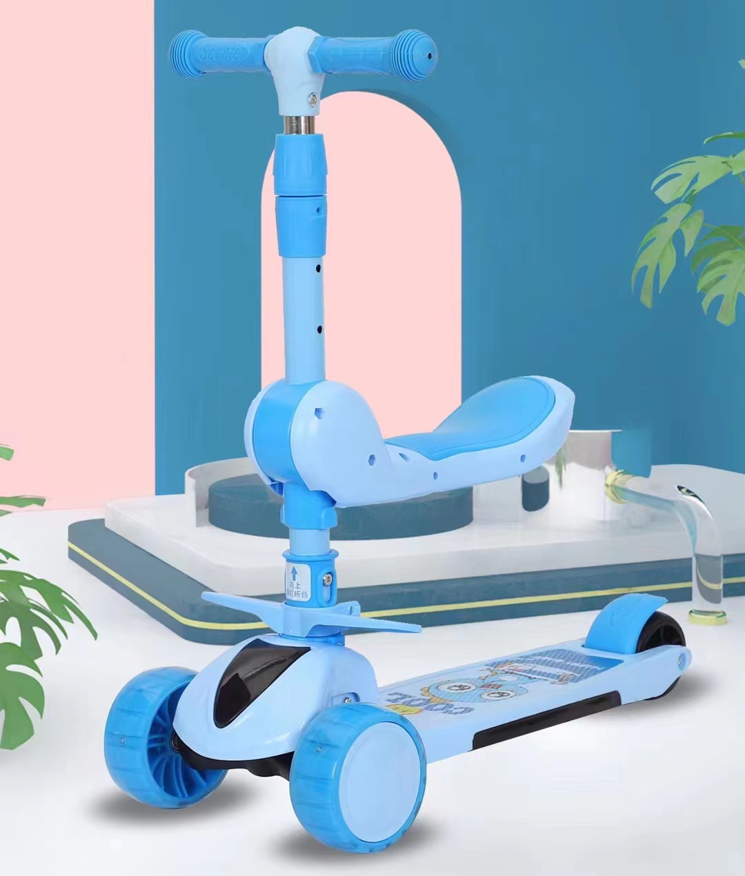 儿童滑板车可坐三合一滑行车2-12批发儿童三轮车滑板车儿童