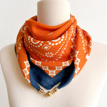 黑白条纹65方巾丝巾女韩系春秋护颈磁扣小领巾棉麻围巾送妈妈披肩