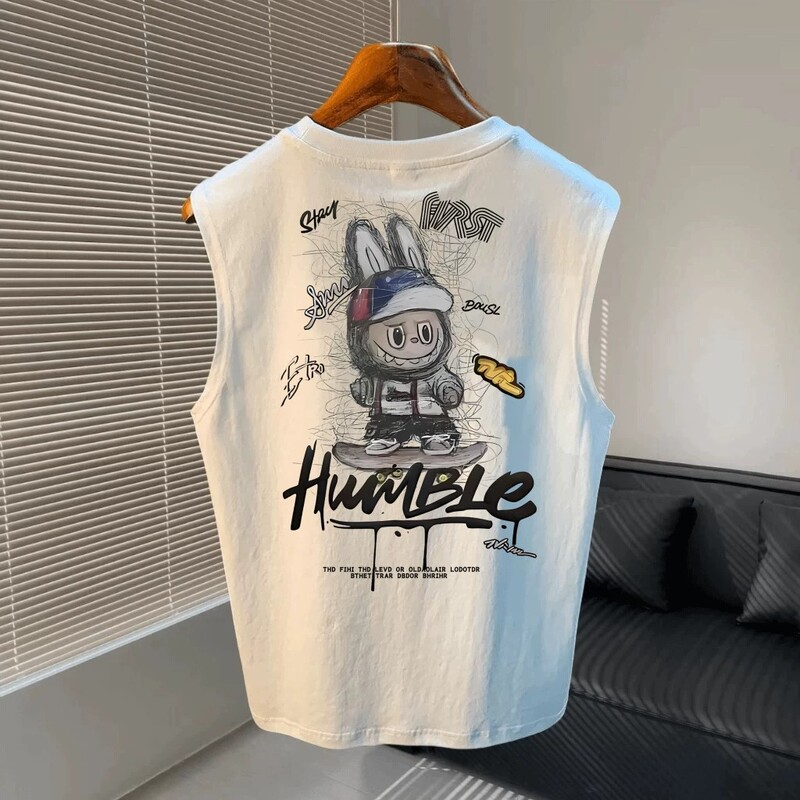 American-Style Cool Sleeveless T-Shirt for Men, Summer Trendy Brand Sports Vest, New Summer Unisex Sleeveless Top