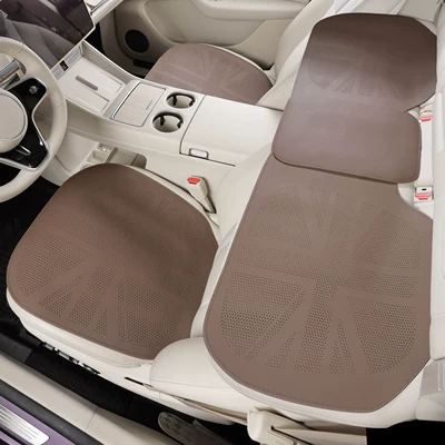 Style, Nappa Leather Seat Cushion – Seat cushion, seat cover - charming-coffee-cross-stitch-breathable-style-full-car-three-piece-set