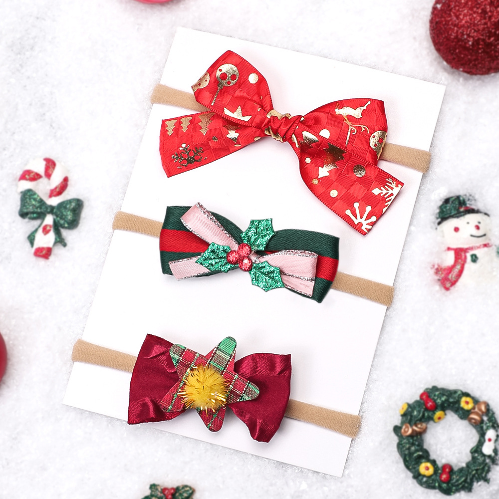 Europa e Stati Uniti nuovi accessori per capelli per bambini set di fasce per capelli fini per le vacanze di Natale per neonati fasce elastiche in nylon per neonati all'ingrosso_voghion.com