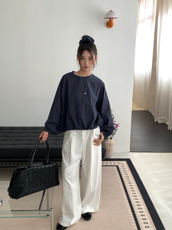 3663长袖2025秋新款女文艺百搭小版长袖套头T恤即墨卫衣|undefined