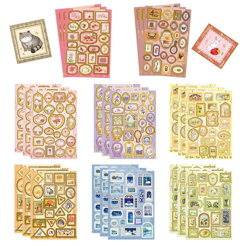 8 Pieces of Photo Frame Stickers, Creative DIY Face-Changing Collages, Fun Graffiti Decorations, Waterproof Stickers for Mobile Phones, Water Bottles, and Refrigerators