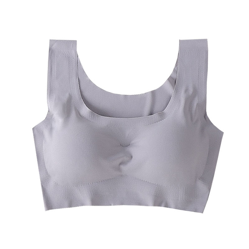 Japan's generation of ice silk glue without trace without steel ring solid color sports bra women yoga sleep underwear