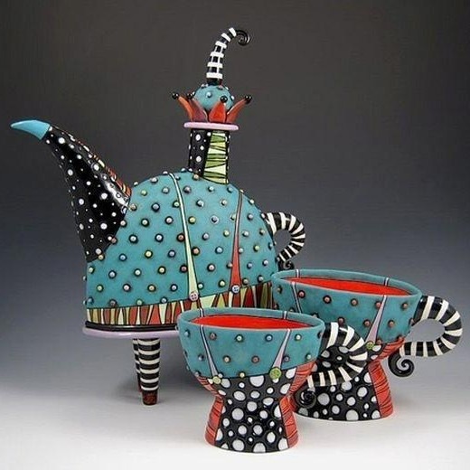 Teapot ornaments-blue (excluding small cups)