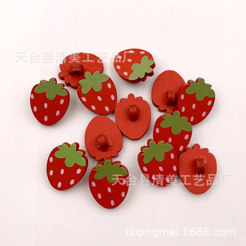 17*23mm con pie rojo fresa en forma de hebilla de madera 4mm grueso hebilla de ropa para niños material hecho a mano 50 pc/paquete