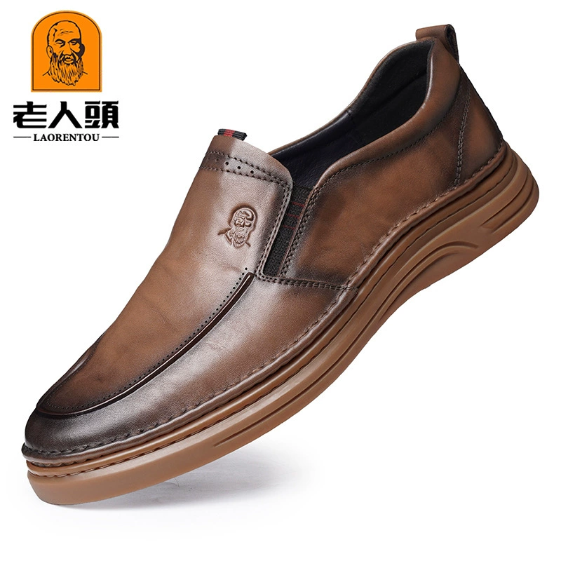 Пожилая голова кожаные туфли мужские деловые повседневные туфли черный английский стиль шеф-повар обувь весна лето мужские туфли 19822