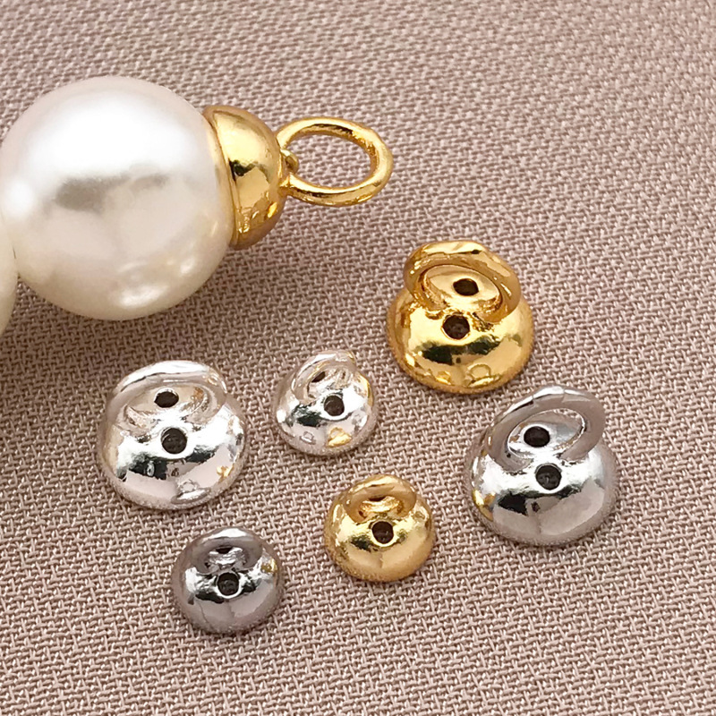 高色保持 18K ゴールドフィルド 吊り下げキャップ 糸穴付き パールボタン 仕上げバックル DIY ブレスレット ネックレス ジュエリー アクセサリー|undefined