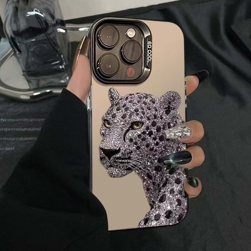 Luxurious Leopard Print Case Suitable for Apple 16 Pro Max, iPhone 15 Pro Max, European and American Style 17 Pro Max Trendy