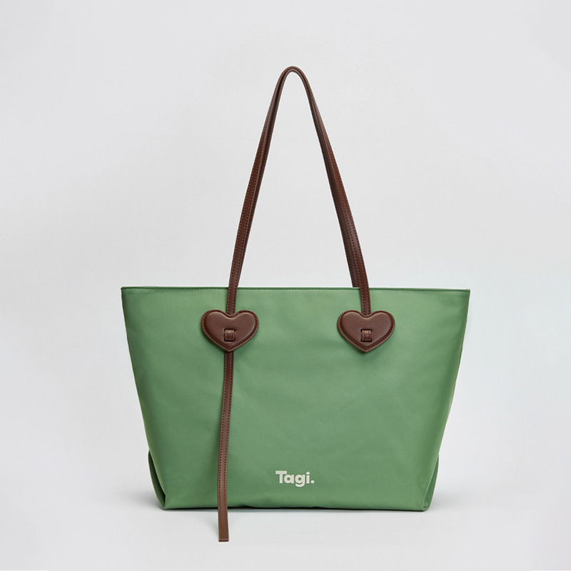 Tagi.「People Make Happy」ラブナイロン大容量バッグ シンプルコントラストカラーショルダーバッグ 通勤トートバッグ|undefined