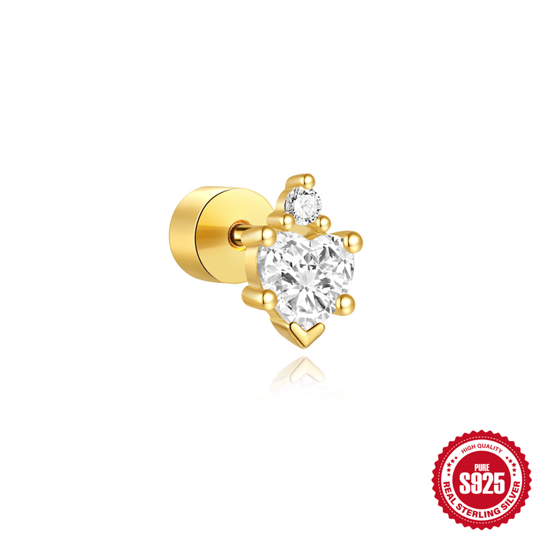 Nuevo estilo europeo y americano s925 plata de ley uso diario elemento de costura rectangular cartílago espiral perforador aretes mujer