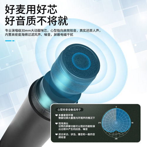 Wireless Microphone Professional Outdoor Live Streaming Dynamic Handheld Microphone Stage Performance Conference Handheld Microphone