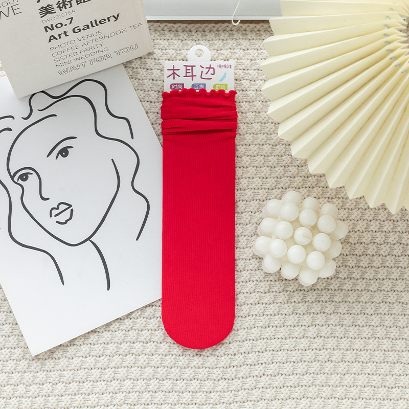 Calcetines de hielo finos de terciopelo de primavera, verano y otoño, medias a rayas para mujer, medias de hielo de tubo medio, calcetines de pila japoneses transpirables