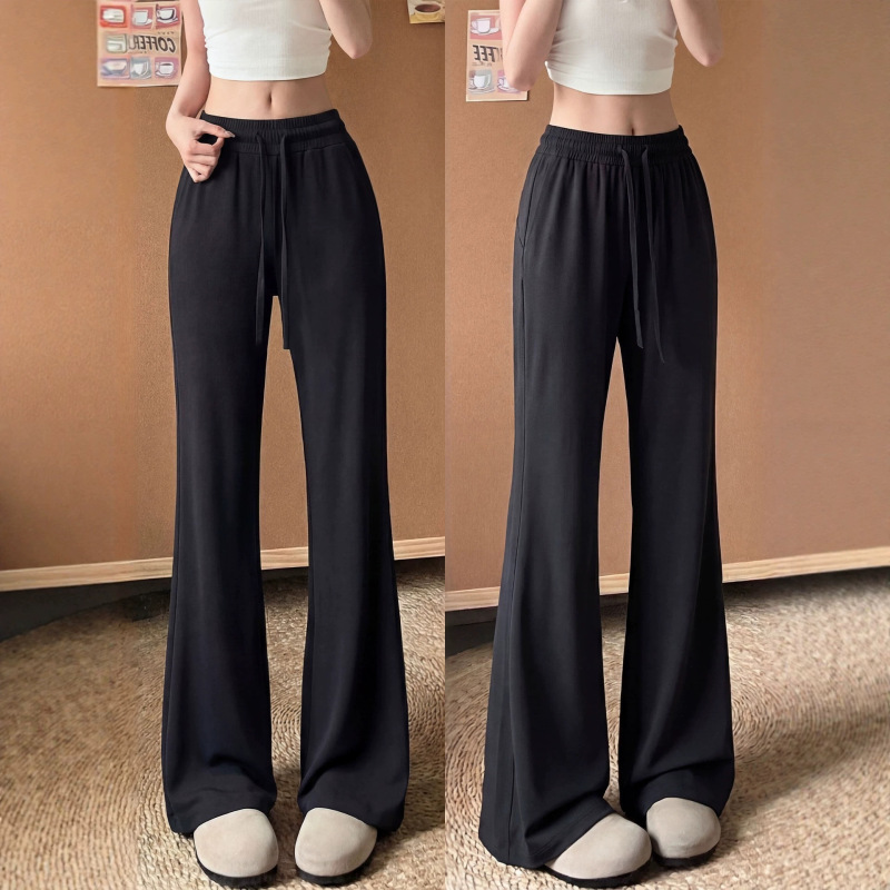 Black Flared Sports Pants for Women, Summer Thin High-Waisted Casual Quick-Dry Bell-Bottom Pants with Drape Effect, Straight-Leg Sun-Protection Bootcut Pants Black Flared Sports Pants for Women, Summer Thin High-Waisted Casual Quick-Dry Bell-Bottom Pants with Drape Effect, Straight-Leg Sun-Protection Bootcut Pants