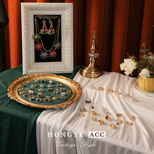 复古欧美几何宝石戒指开口不掉色食指戒滴油简约冷淡风戒指批发女