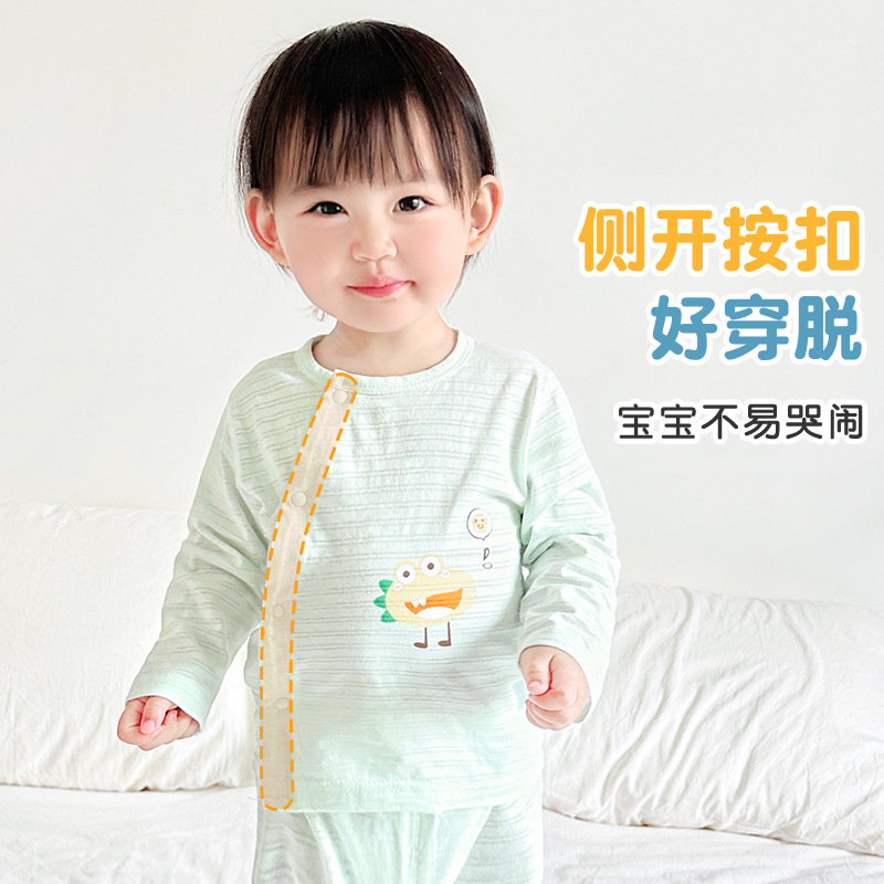 Traje de verano para bebés, algodón para niños, mangas largas, estilos delgados, niños y niñas, pijamas con aire acondicionado para niños pequeños, ropa de verano para bebés