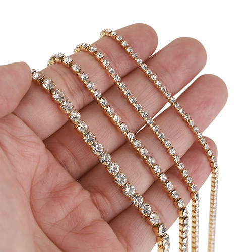 Stainless steel electroplating rhinestone claw chain clothing accessories dress color-preserving chain diy jewelry chain claw diamond jewelry chain