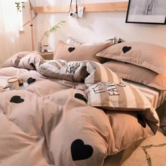 Ins暖色系少女心寝具四点セット水洗い綿布団カバーシーツ人学生寮三点セット
